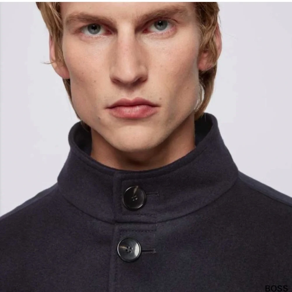 Hugo Boss Black Wool Cashmere Blend Over Coat  Shanty1 Slim Fit Classic Jacket